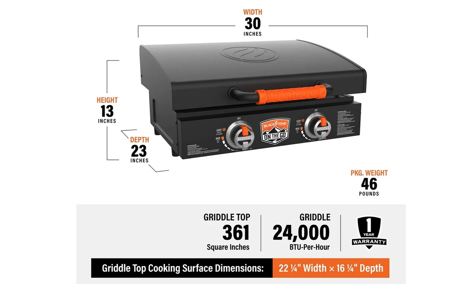 BlackStone 22 On The Go Griddle with Hood