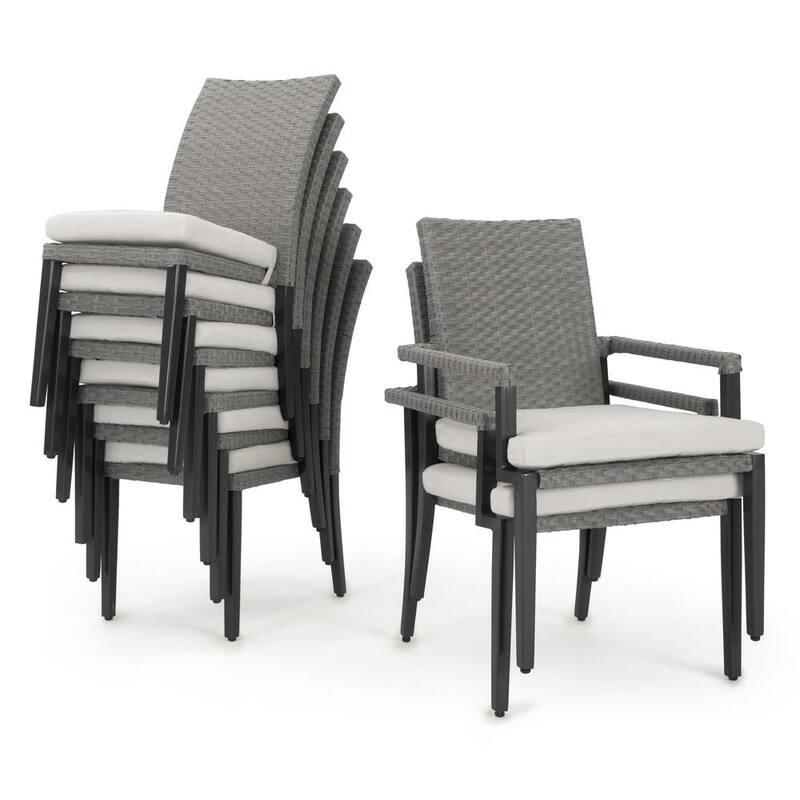 Vistano 9-Piece Wicker Outdoor Dining Set with Canvas Flax Sunbrella Cushions