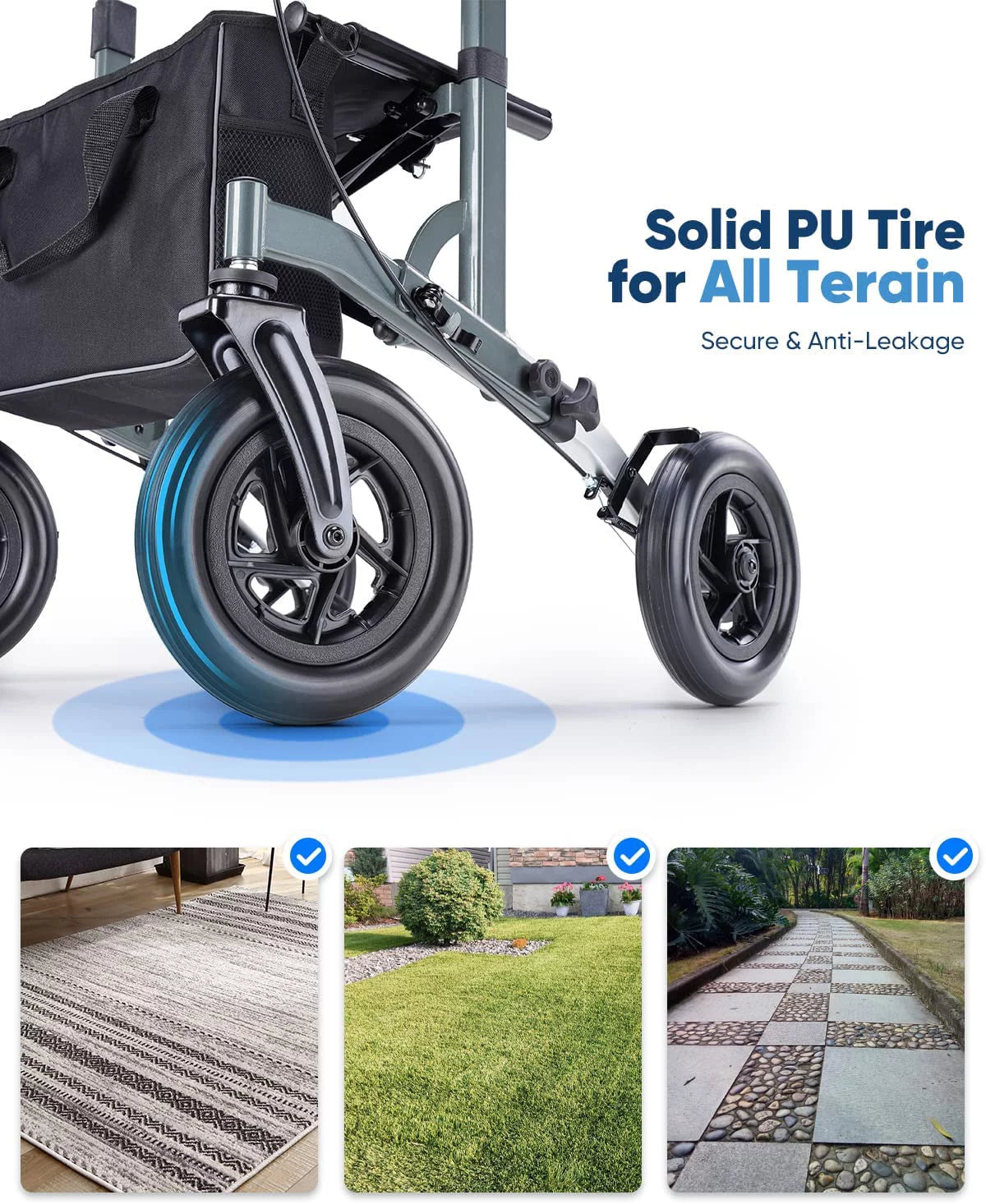 Zler Upright Walker - 300lbs Stand-Up Rollator Walker for Senior with Seat and Armrest, Stand Straight Walker with Arm Support, Rolling Mobility Walking Aid with 10” Wheels for All Terrain