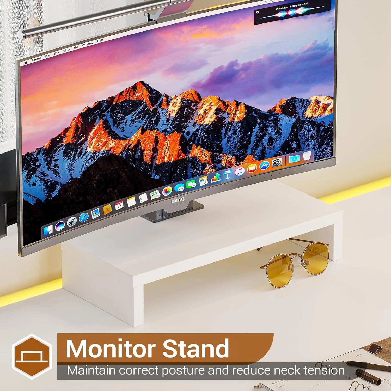 U-SHARE  L Shaped Computer Desk, 63'' Desk with Storage Shelves, Keyboard Tray, Monitor Stand and Headphone Hook, Corner Gaming Desk with LED Lights,