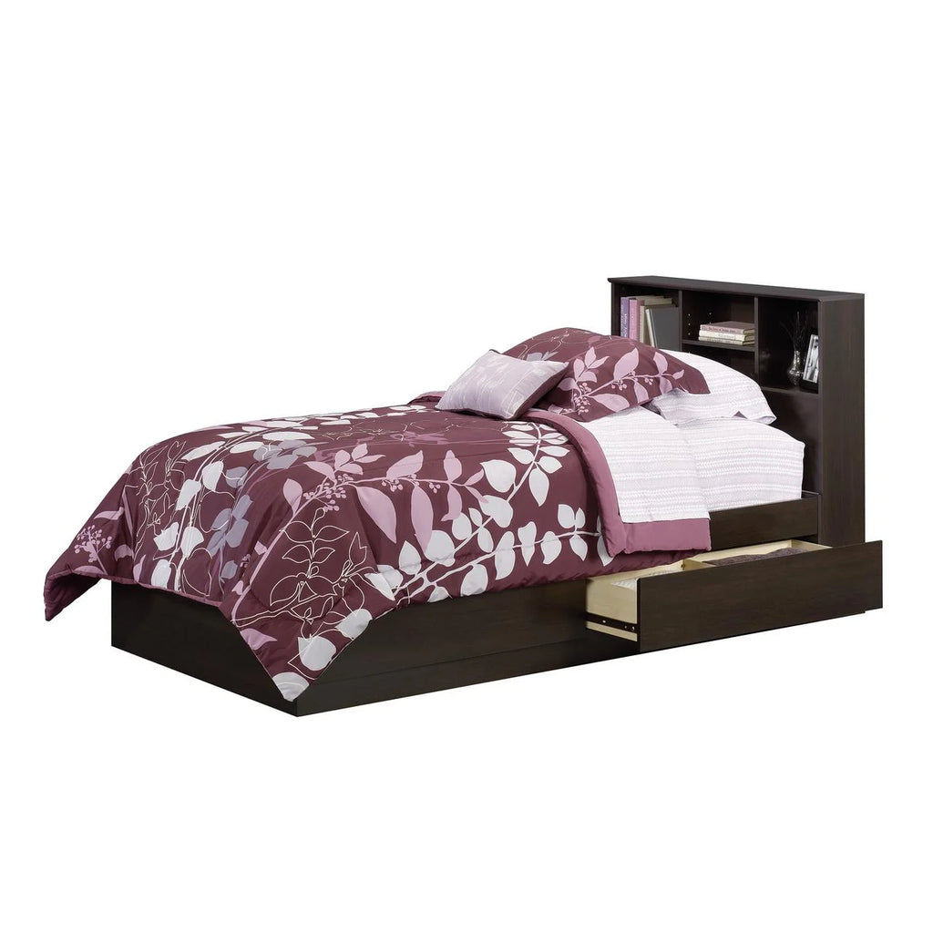 Your Zone Storage Bed with Bookcase Headboard, Twin, Espresso Finish