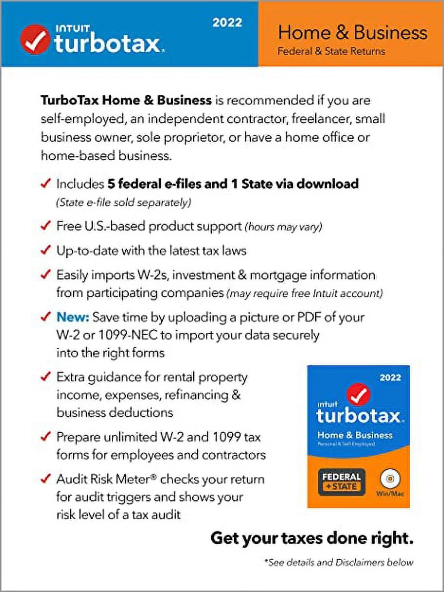 TurboTax Home & Business 2022 - Physical Disk and Download