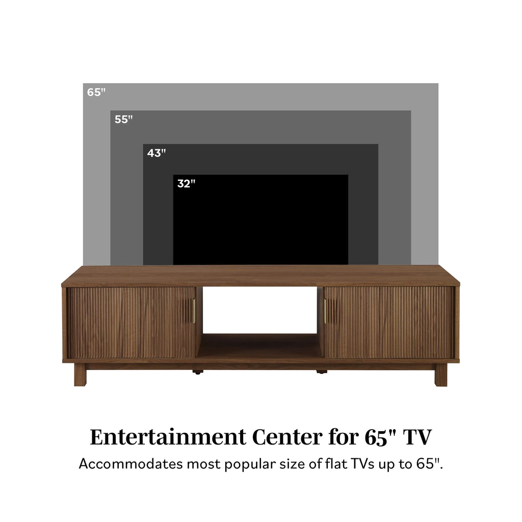Manor Park Mid-Century Modern 2-Door Reeded TV Stand for TVs up to 65", Mocha