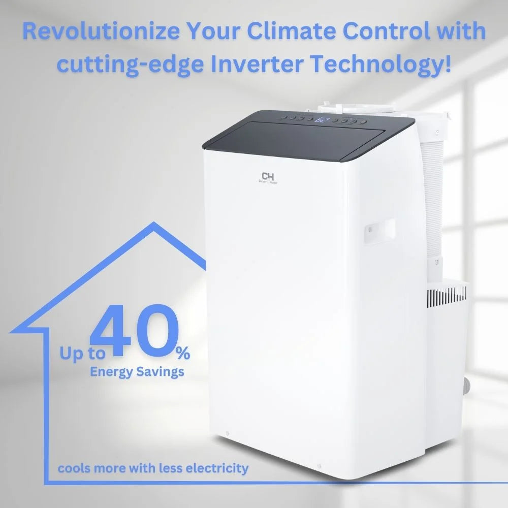 Cooper & Hunter 14000 BTU 115V Portable Air Conditioner and Heater With WiFi, Remote and Window Kit Cover 550 Sq Ft