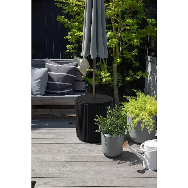 Round Black Plastic 21'' Height Outdoor Umbrella Side table