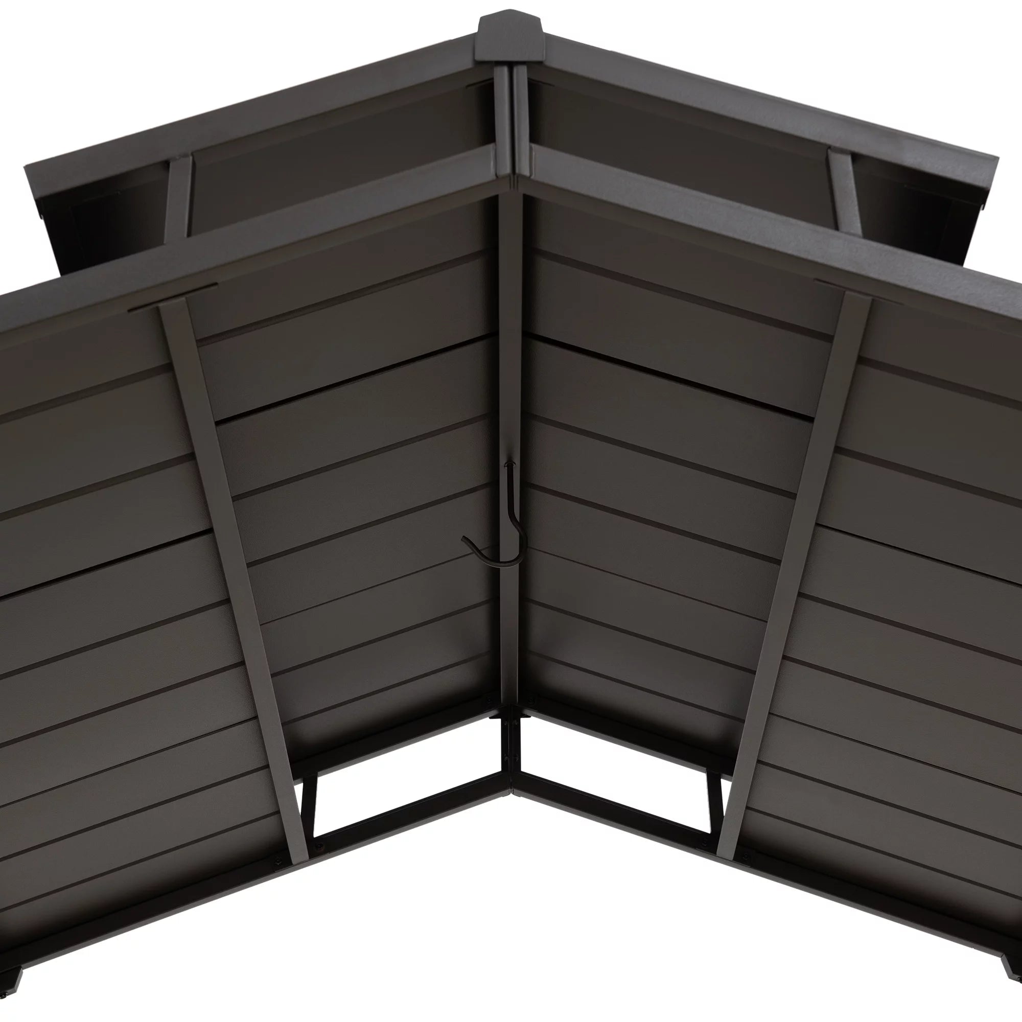 Sunjoy Hanscom 5 ft. x 8 ft. Brown Steel Frame Double Tiered Hardtop Grill Gazebo with Ceiling Hook and Shelves