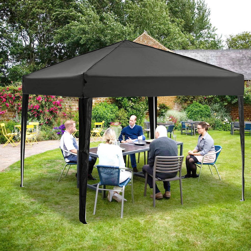 Suteck 10x10 FT Pop Up Canopy Tent with Sidewalls,Outdoor Waterproof Canopy Tents for Backyard Parties,Outside Instant Commercial Enclosed Gazebo Tent with 4 Weight Bags,Black