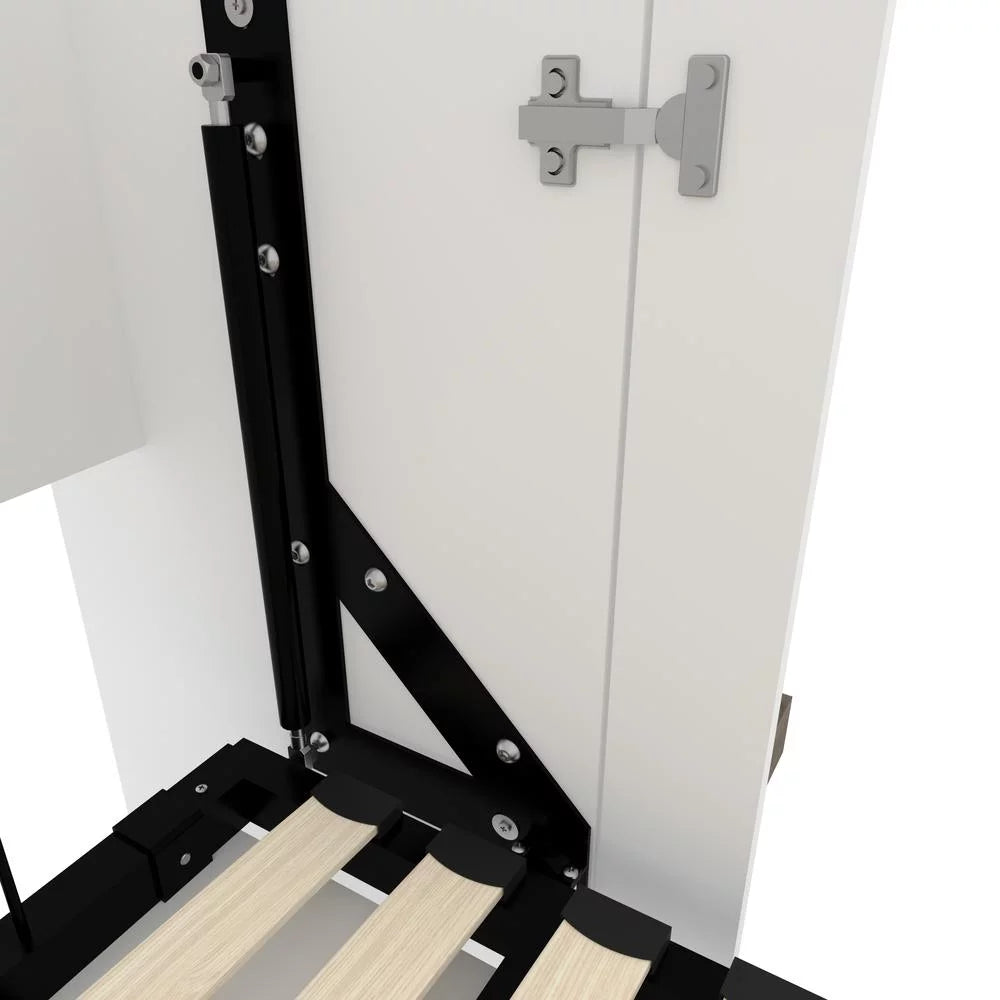 Bestar Orion 79" Full Murphy Bed with Narrow Bookcase in White