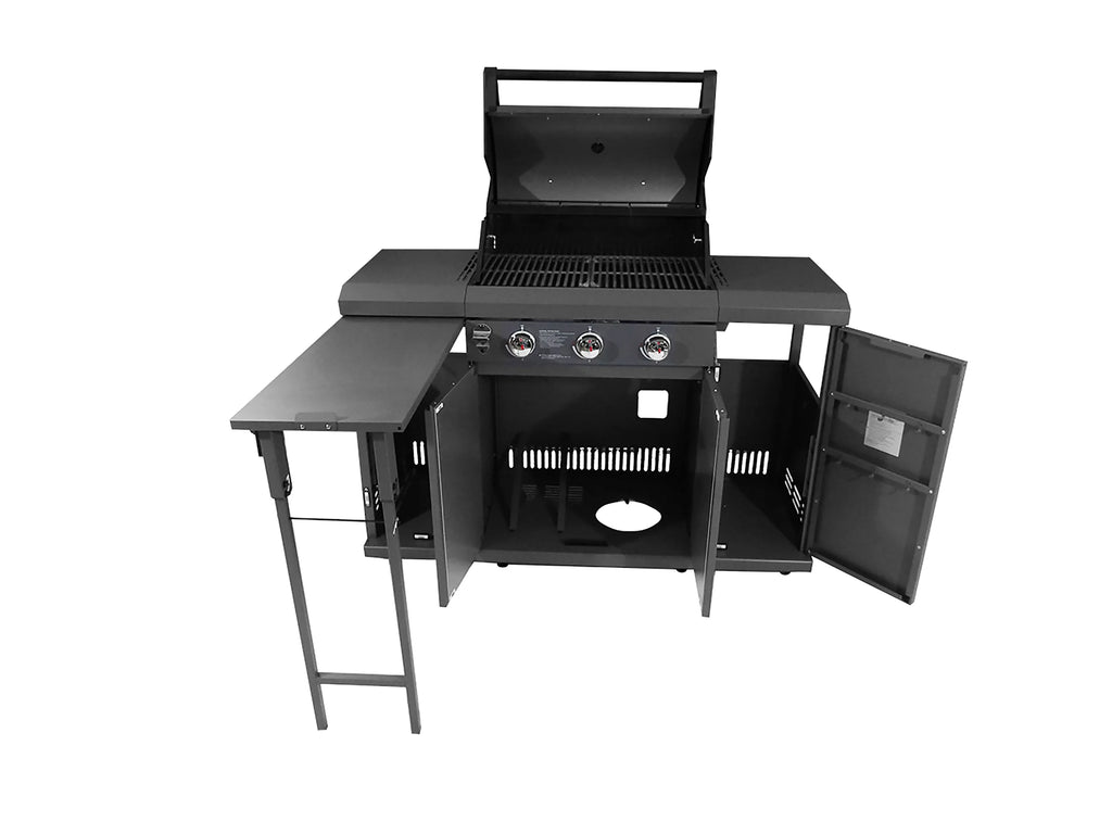 Rustler2 Three(3) Burner Propane Gas Grill Center & Kitchen Island by Brand-Man Grills