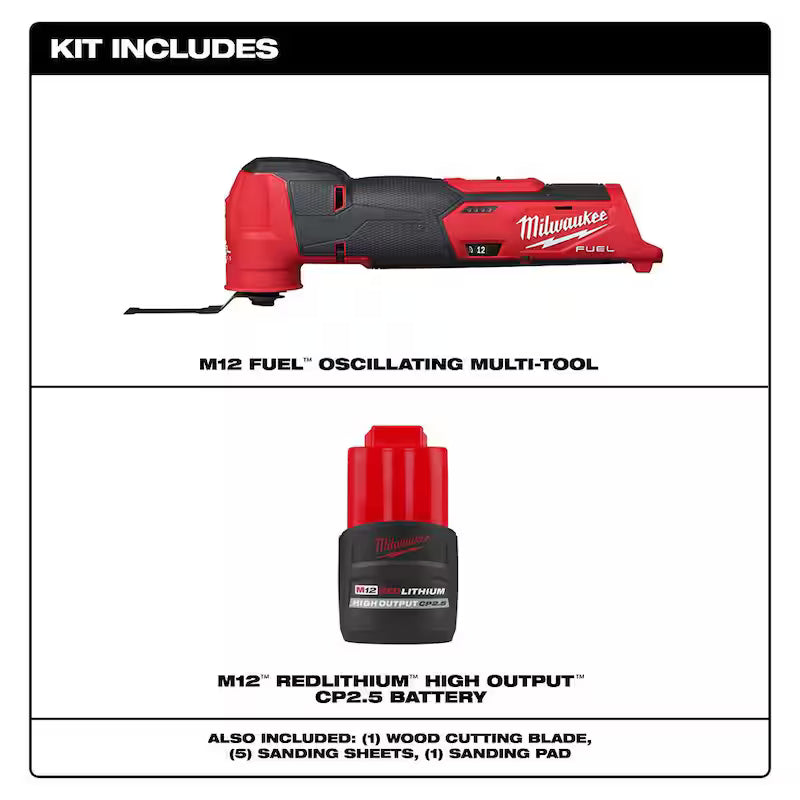 M12 FUEL 12V Lithium-Ion Cordless Oscillating Multi-Tool w/CP High Output 2.5 Ah Battery Pack
