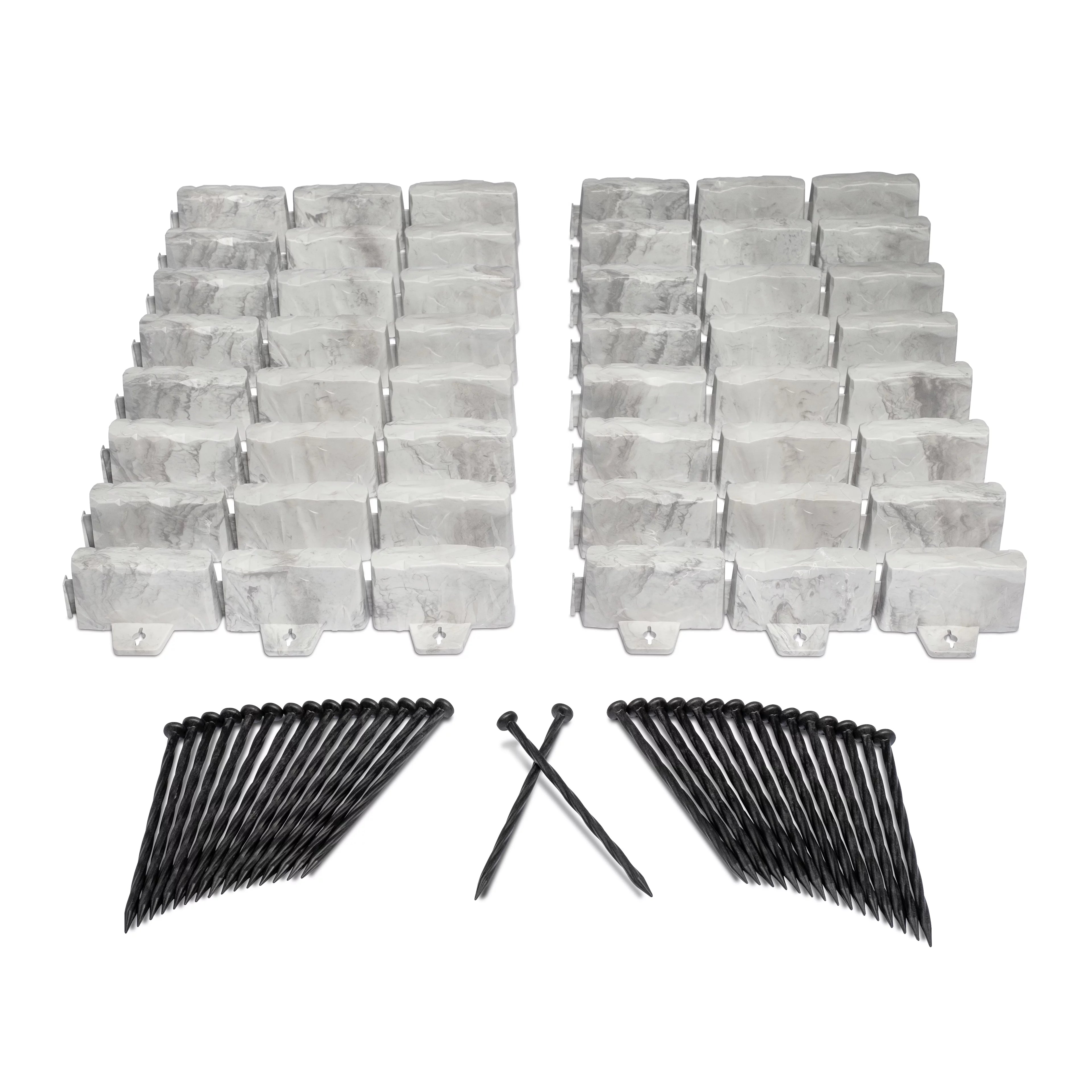 EasyFlex Decorative No-Dig Landscape Edging Kit - 20 ft., Light Gray Faux Stone