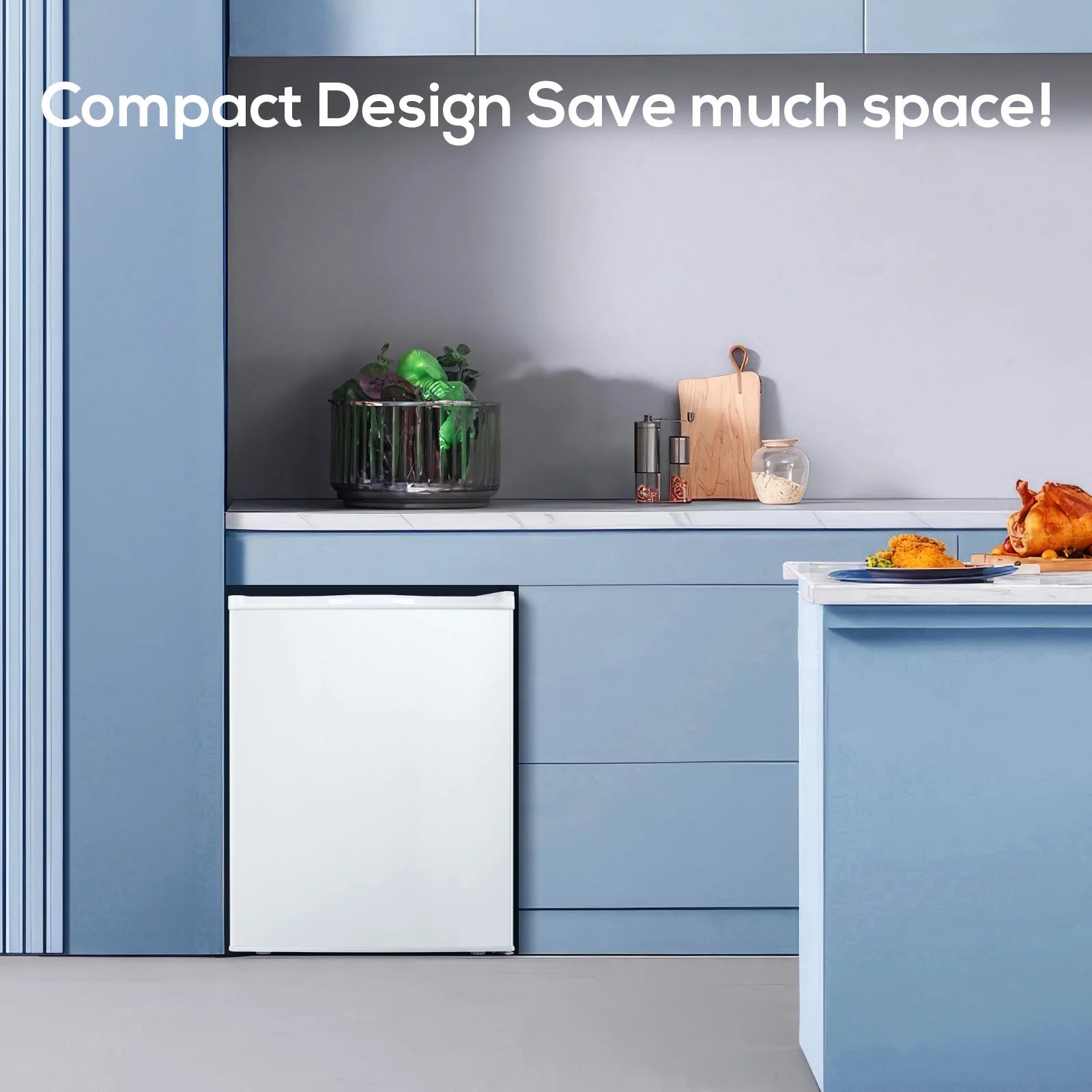 Auseo Mini Freezer Countertop, Energy Saving 3.0 Cu.ft, Single Door Compact Upright Freezer with Reversible Door for Home/Office/Kitchen-Black