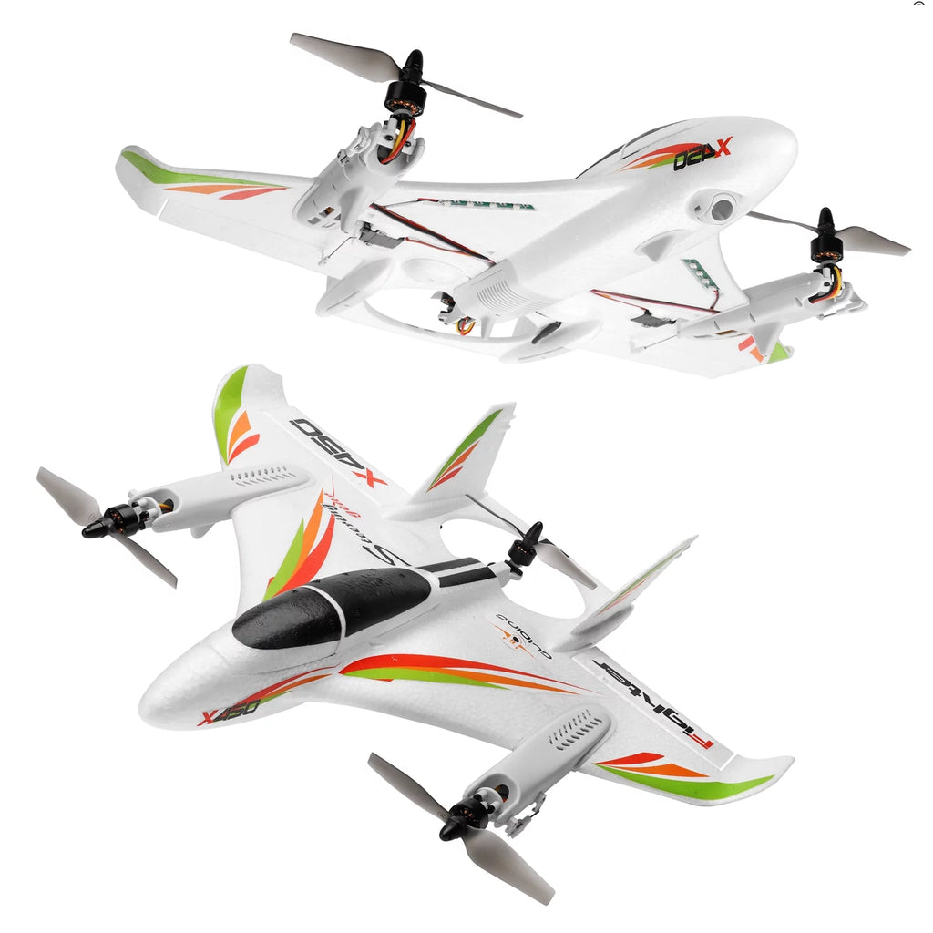 TOPTENG WLtoys XK X450 RC Airplane, 2.4G Remote Control 6 Channel Brushless Motor Aircraft, Vertical Takeoff LED RC Glider Fixed Wing Plane RTF