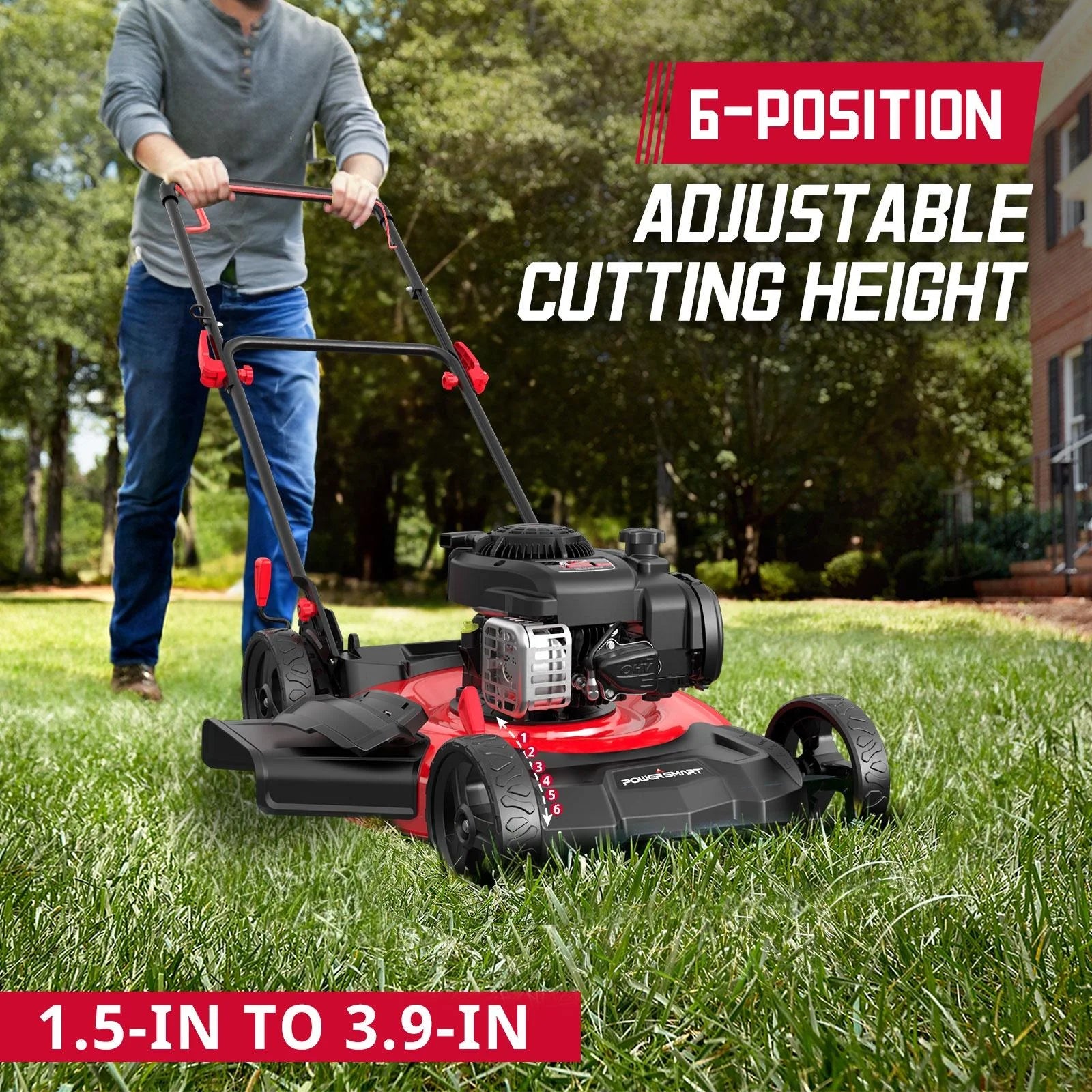 PowerSmart 21 in. B&S 125cc 2-in-1 Walk-Behind Gas Lawn Mower, Mulching Push Lawn Mower