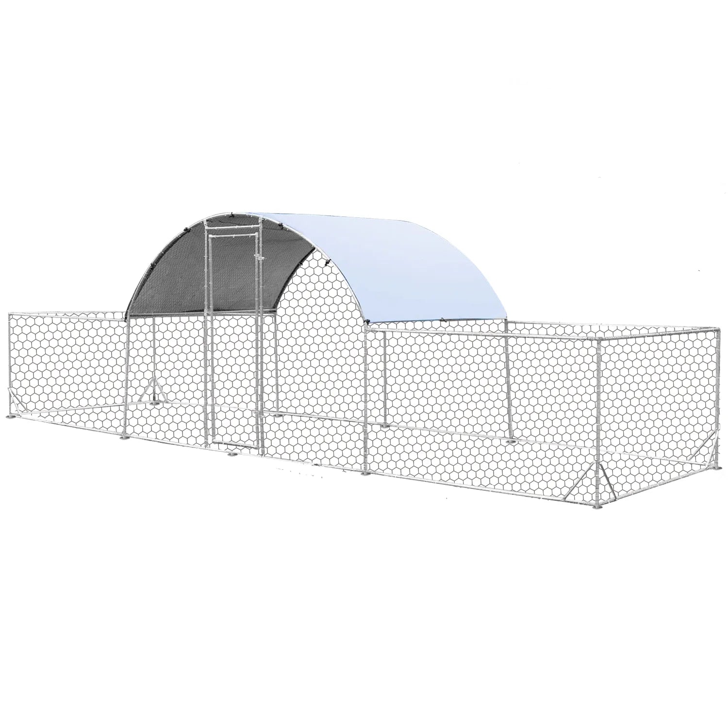 YODOLLA 148 Sq.Ft Chicken Coop Run Large Dome Walk-in Metal Chicken Cage with Chain Link Fence, Suitable for 10 More Chickens and Poultry Like Ducks, Rabbites, Dogs