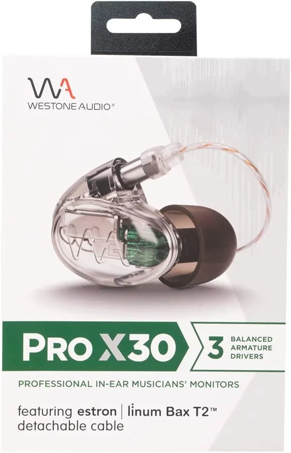 Westone Audio Pro X30 IEM Earphones - Triple Driver Noise Isolating Musician In-Ear Monitor Wired Earbuds