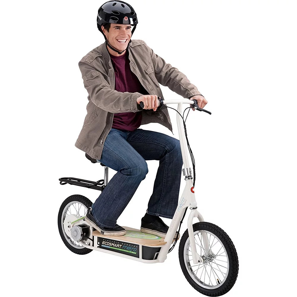 Razor 13114501 EcoSmart Metro Electric Scooter Bundle with Deco Gear Heavy Duty Combination U-Lock Bike Lock and Veglo Commuter X4 Wearable Rear Light System