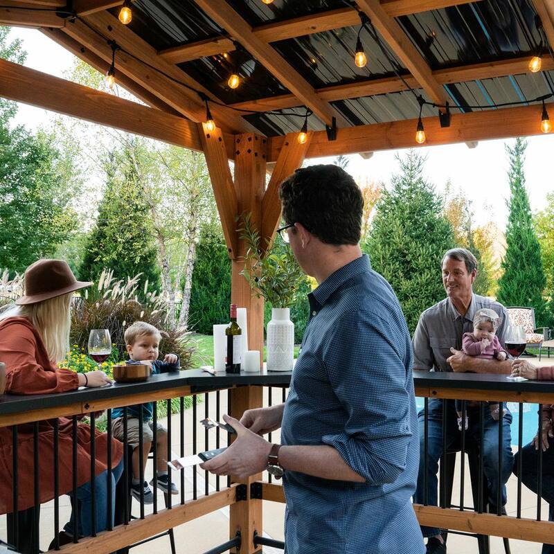 Granada 9 ft. x 10 ft. All Cedar Wood Grill Gazebo w/Outdoor Bar, Hard Top Steel Roof and Powder Coated Bar Countertops