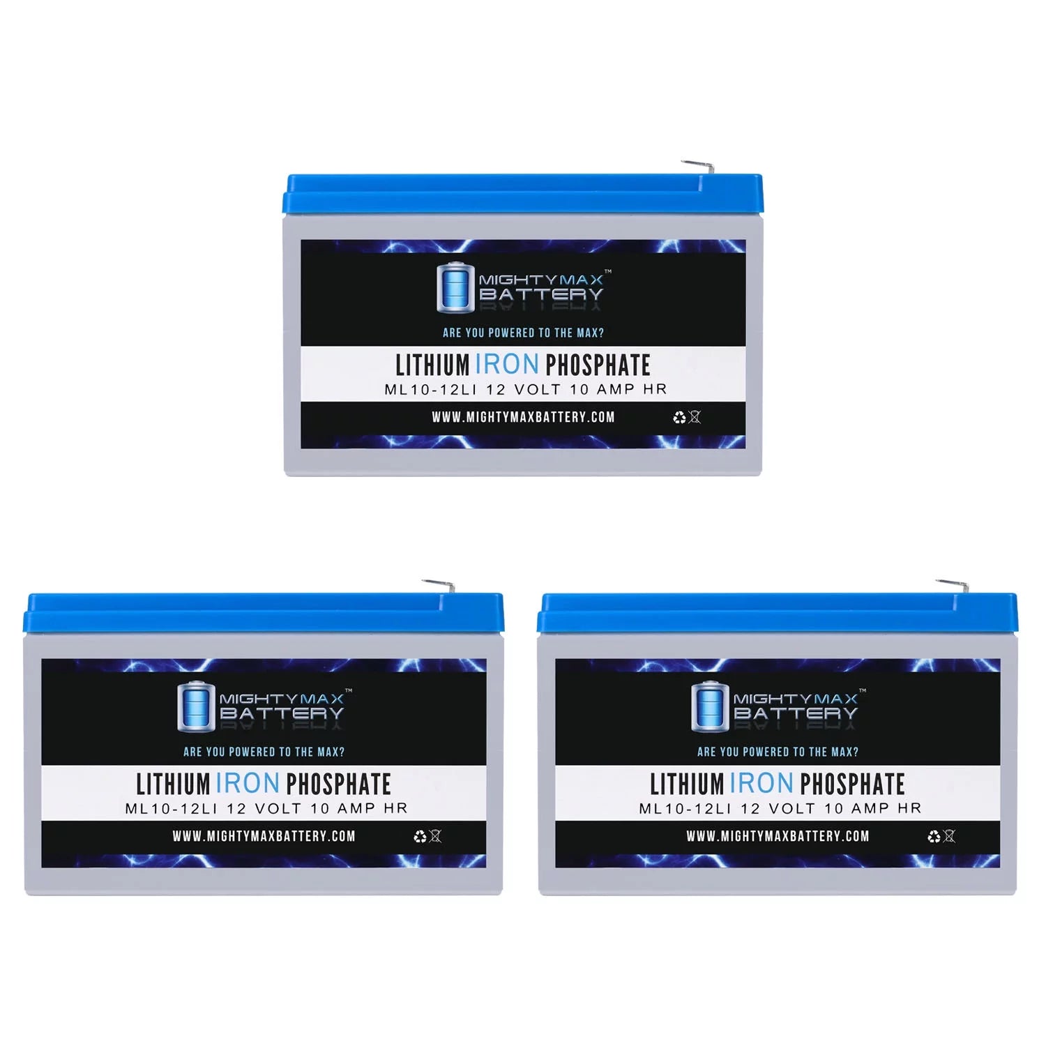 12V 10AH Lithium Replacement Battery Compatible with Razor e225, e325 - 3 Pack