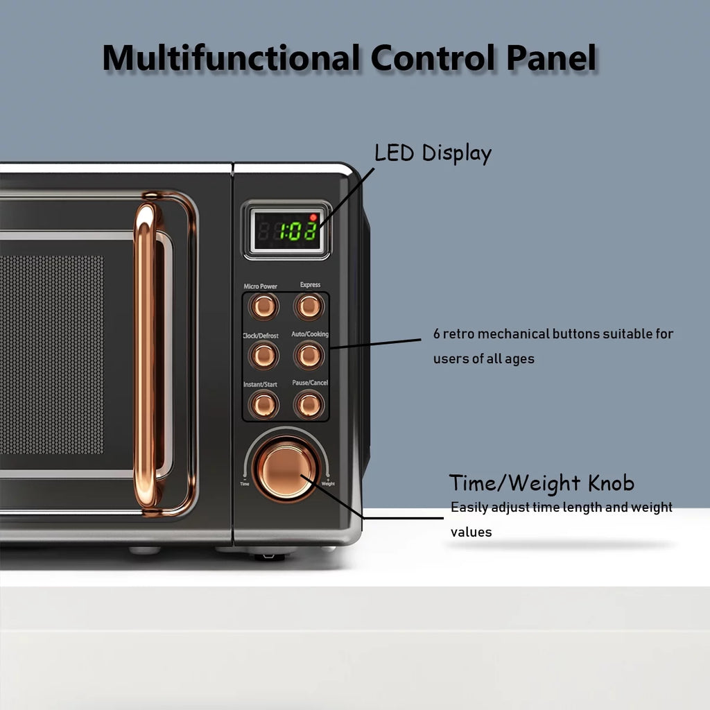 Costway 0.7Cu.ft Retro Countertop Microwave Oven 700W LED Display Glass Turntable Green