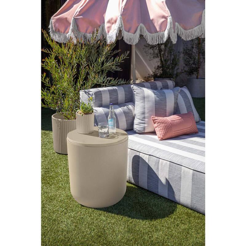 Side Table Series Kona Round Sand Plastic 21 in. Height Cooler Side table