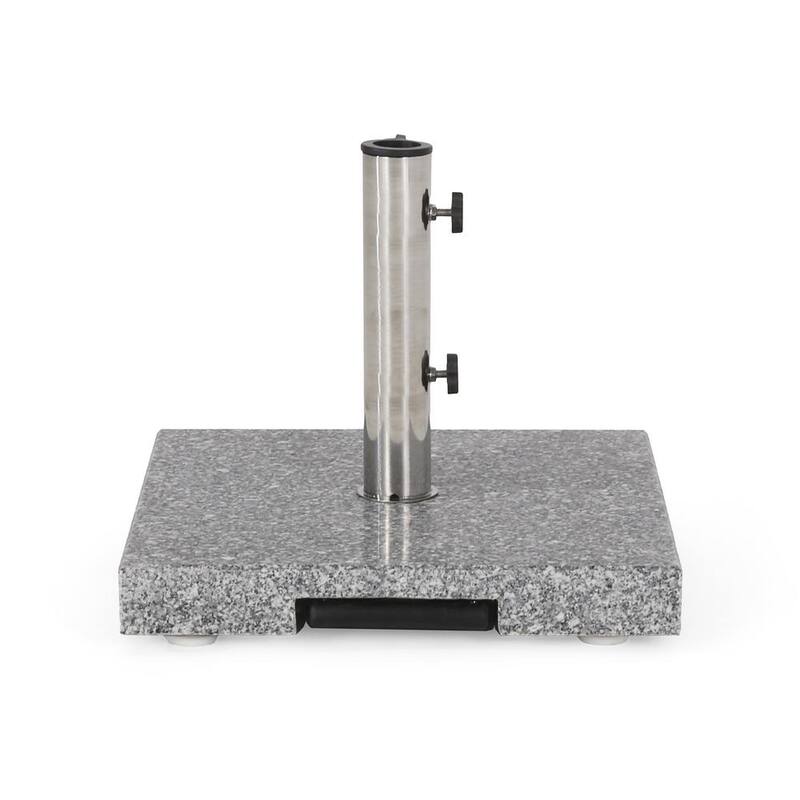Emanuel 62.5 lbs. Granite and Stainless Steel Outdoor Patio Umbrella Base in Natural Grey