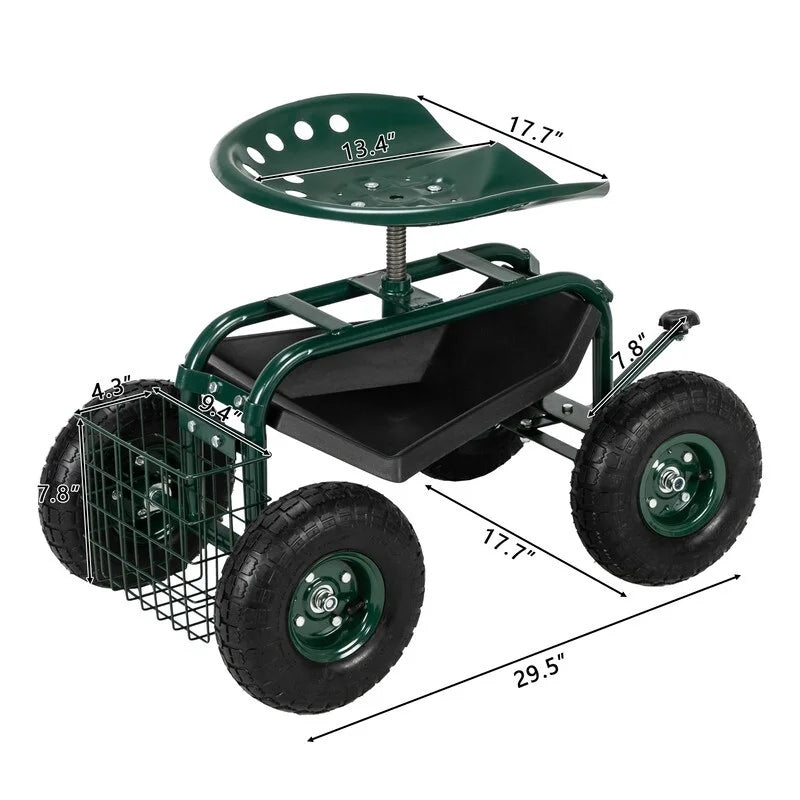 29.5" x 17.7" x 18.5" Garden Seat Car Dark Green