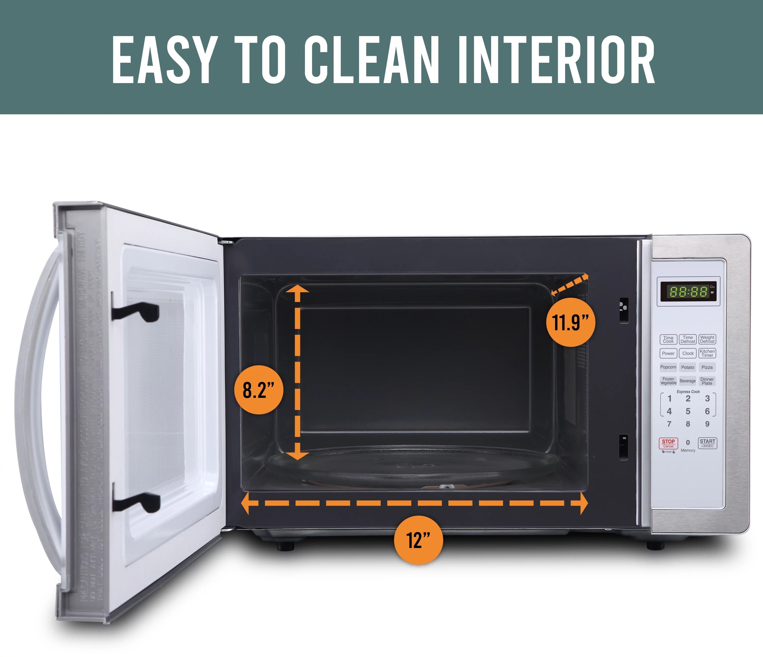 Farberware Classic 1.1 Cu. ft. 1000-Watt Microwave Oven, White and Platinum, FMO11AHTPLB
