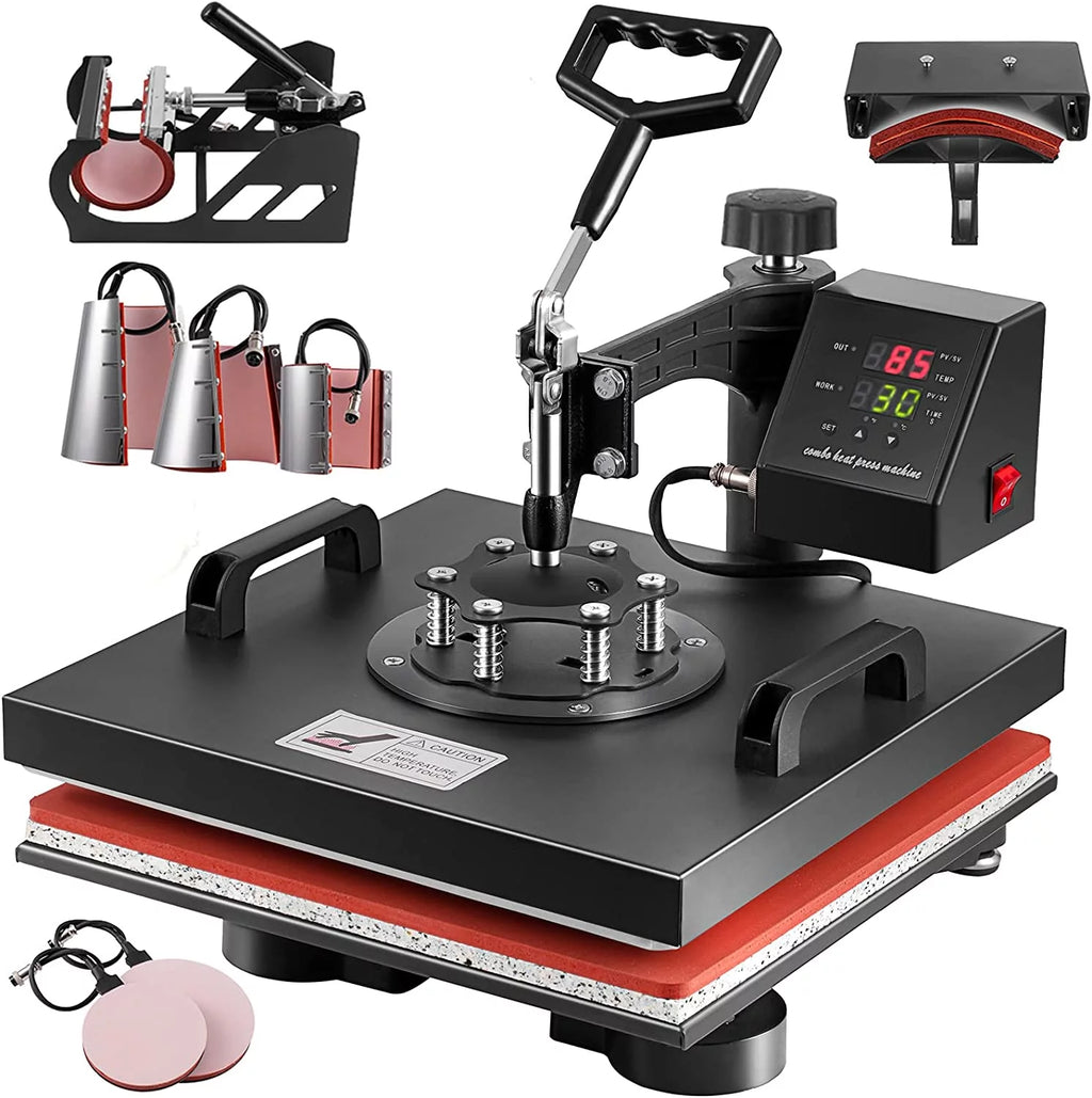 SHZOND 8 in 1 Heat Press Machine 15x15 inch Multifunction Heat Press Transfer Machine Sublimation Combo for T-Shirt Hat Cap Mug Plate