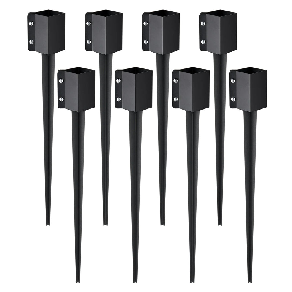 VEVOR Fence Post Anchor Ground Spike - 8 Pack, 36x4x4 Inches, Black Powder-Coated Metal, Fits 3.5x3.5 Inch Posts - Ideal for Mailbox, Deck, Garden Railing