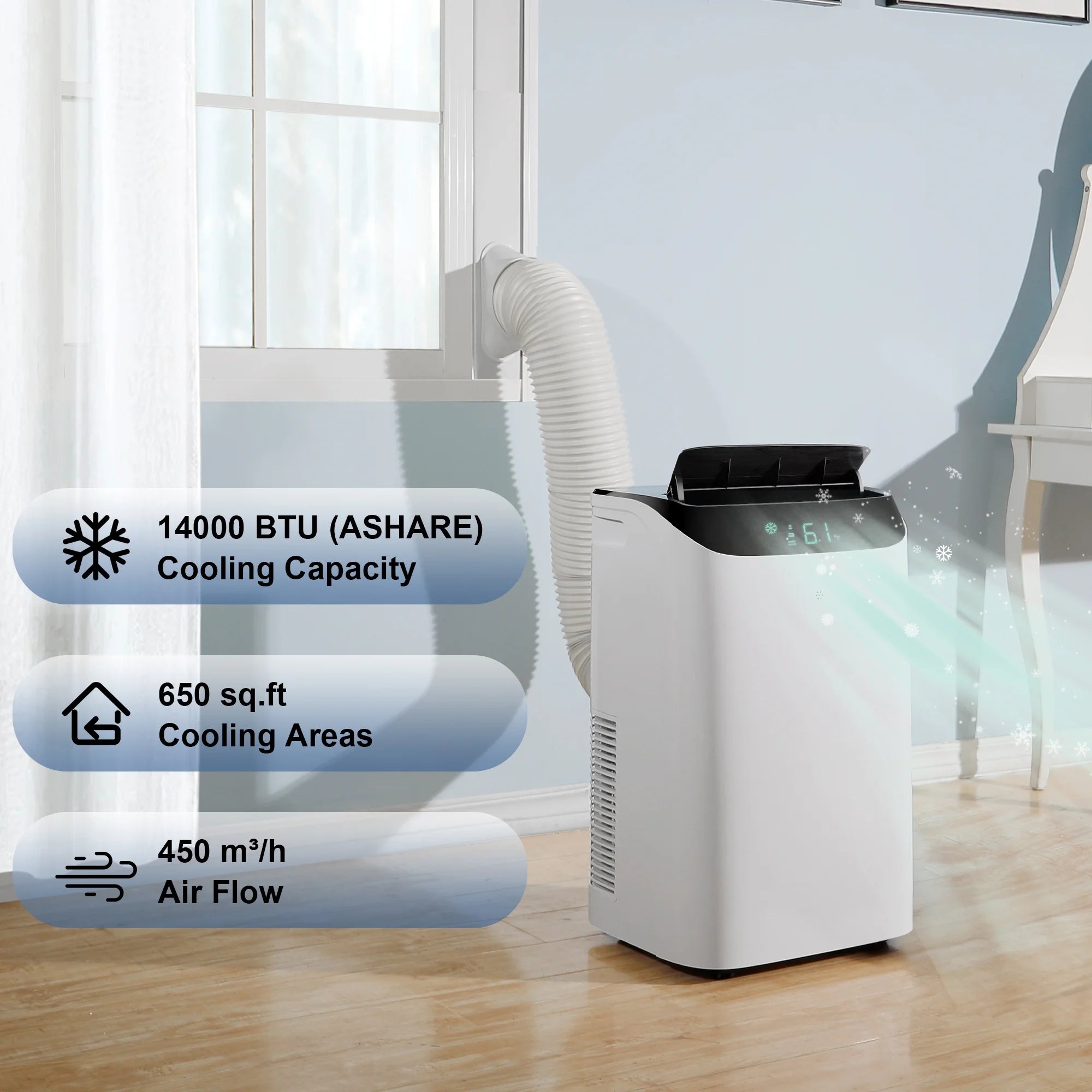 Agtana 8000 BTU (12000 BTU ASHRAE) Portable Air Conditioner Cools Room up to 500 sq.ft, 3-in-1 Portable AC Unit with Dehumidifier & Fan, Including Remote Control, DIY Window Kit