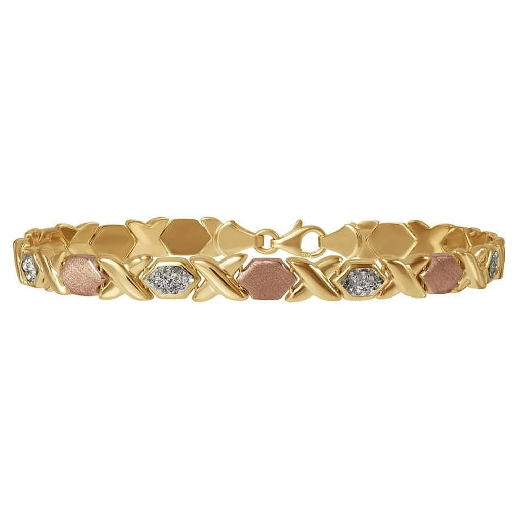 Brilliance Fine Jewelry Hugs and Kisses Gold over Sterling Silver Bracelet